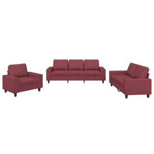 vidaXL Juego de sof&aacute;s 3 piezas tela rojo tinto