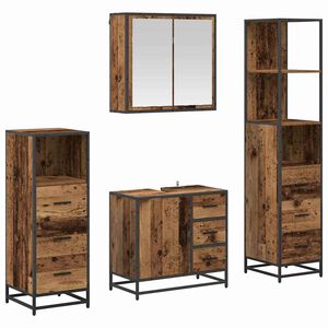 vidaXL Juego de muebles de ba&ntilde;o con caj&oacute;n 4 pcs Madera Vieja