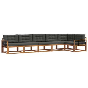 vidaXL Conjunto de sof&aacute;s de exterior 6 pcs Natural y Antracita