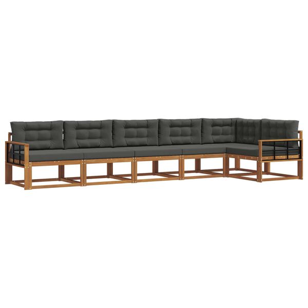 vidaXL Conjunto de sof&aacute;s de exterior 6 pcs Natural y Antracita