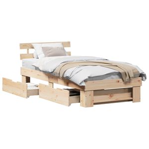 vidaXL Estructura de cama Natural 90 x 190 cm Madera de pino macizo