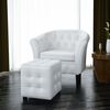 vidaXL Sillón con taburete cuero sintético blanco