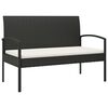 vidaXL Banco de jard&iacute;n con coj&iacute;n rat&aacute;n sint&eacute;tico negro 105 cm