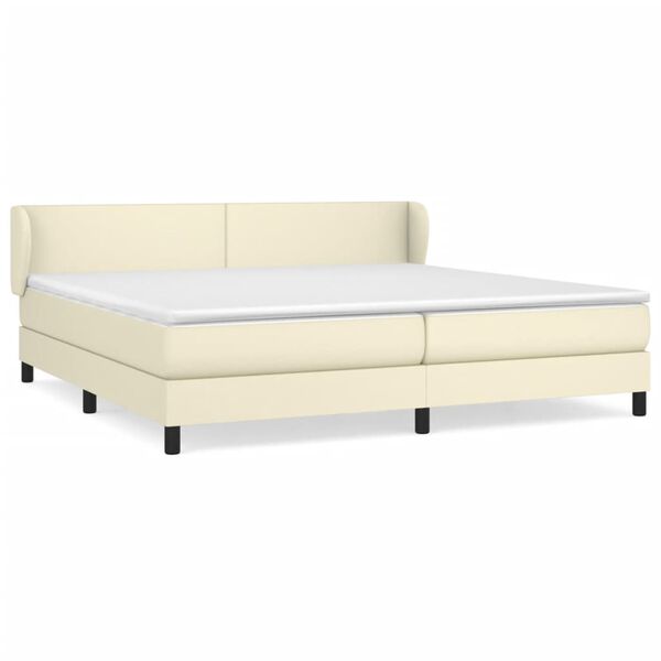 vidaXL Cama box spring con colch&oacute;n cuero sint&eacute;tico crema 200x200 cm