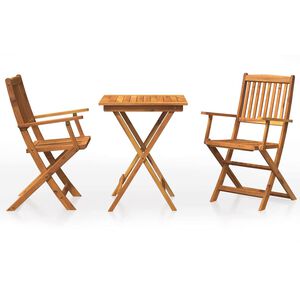 vidaXL Comedor de jard&iacute;n plegable 3 piezas madera maciza de acacia