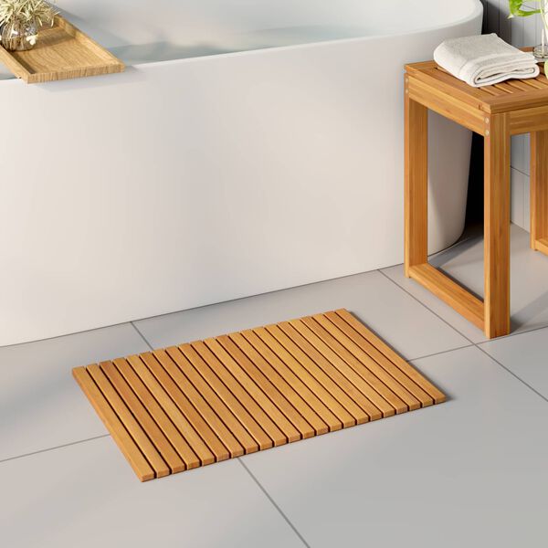 vidaXL Alfombrilla de ba&ntilde;o Liso Marr&oacute;n 60 x 40 cm Madera