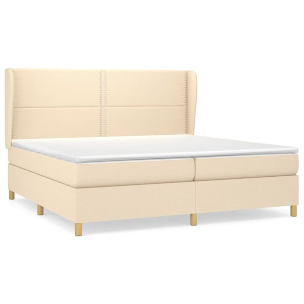 vidaXL Cama box spring con colch&oacute;n tela color crema 200x200 cm