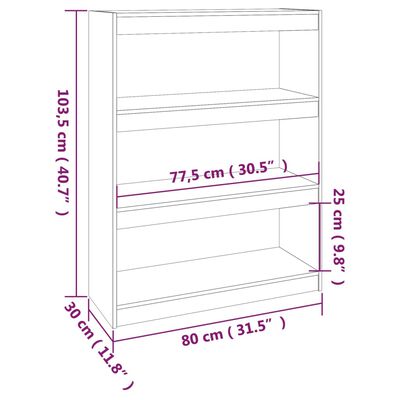 vidaXL Estantería/divisor de espacios madera pino blanco 80x30x103,5cm