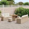 vidaXL Conjunto de sof&aacute; de jard&iacute;n con coj&iacute;n 9 pcs Beige Polirat&aacute;n