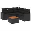 vidaXL Set de sof&aacute;s de jard&iacute;n 6 piezas y cojines rat&aacute;n sint&eacute;tico negro