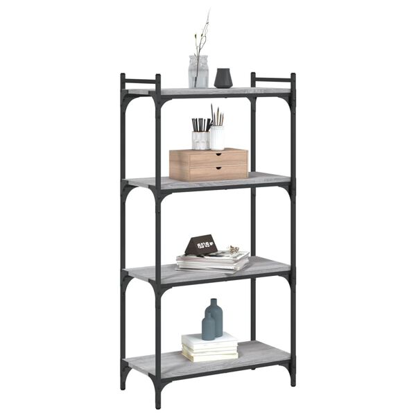 vidaXL Librer&iacute;a 4 estantes madera ingenier&iacute;a gris Sonoma 60x30x120 cm