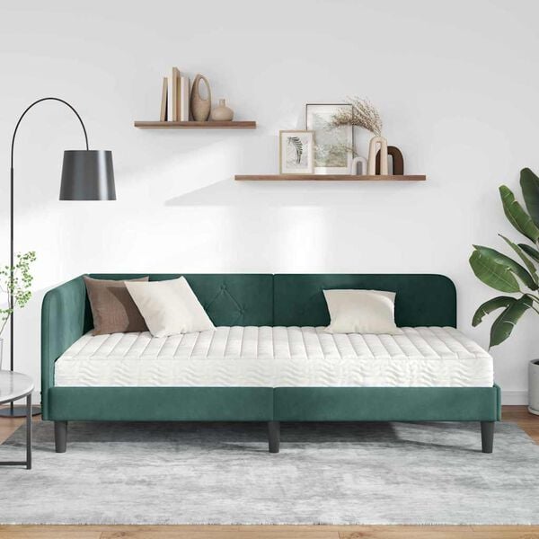 vidaXL Estructura de cama en esquina Verde oscuro 100 x 200 cm