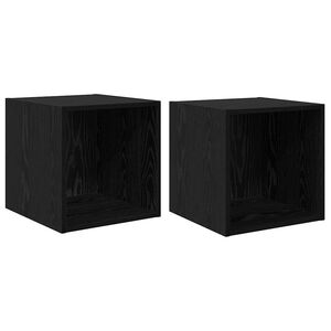 vidaXL Armario de Pared con estante 2 pcs Roble Negro 37 x 37 x 37 cm