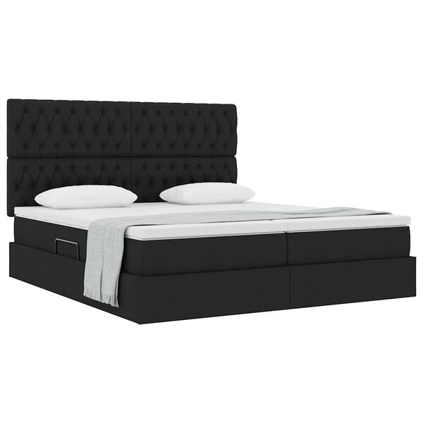 vidaXL Cama con almacenamiento Negro 200 x 200 cm Cuero sint&eacute;tico