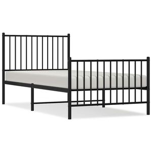 vidaXL Estructura cama sin colch&oacute;n con estribo metal negro 90x190 cm