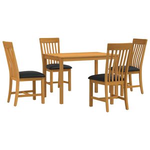 vidaXL Conjunto de comedor 5 uds. Negro Madera de Roble S&oacute;lido