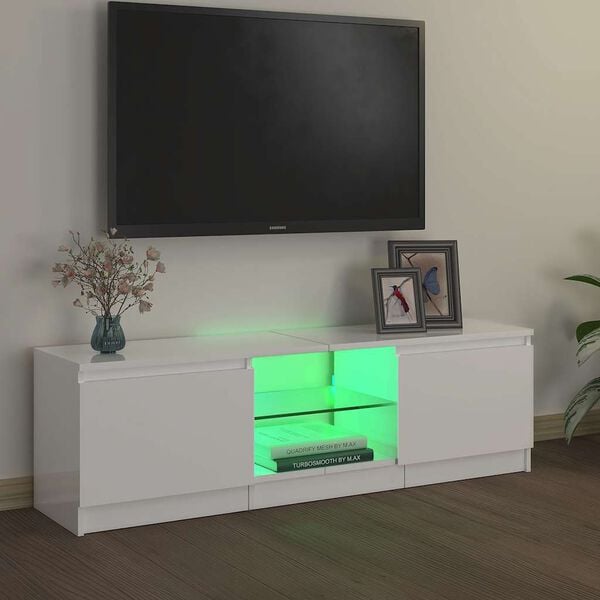 vidaXL Mueble de TV con luces LED blanco brillante 120x30x36 cm