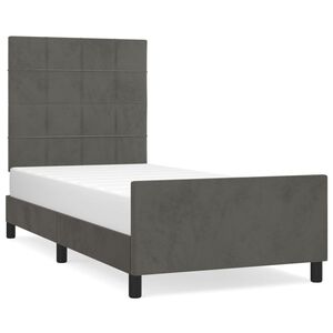 vidaXL Estructura de cama sin colch&oacute;n terciopelo gris oscuro 90x190 cm
