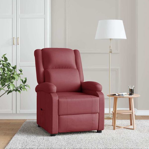 vidaXL Sill&oacute;n reclinable de cuero sint&eacute;tico rojo tinto
