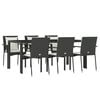 vidaXL Set de comedor de jard&iacute;n 7 pzas y cojines rat&aacute;n sint&eacute;tico negro