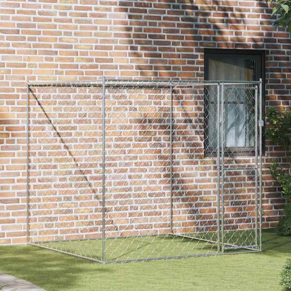 vidaXL Jaula para perro Plateado 200 x 200 x 200 cm Acero Galvanizado