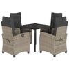 vidaXL Set comedor de jard&iacute;n 5 pzas cojines rat&aacute;n sint&eacute;tico gris claro