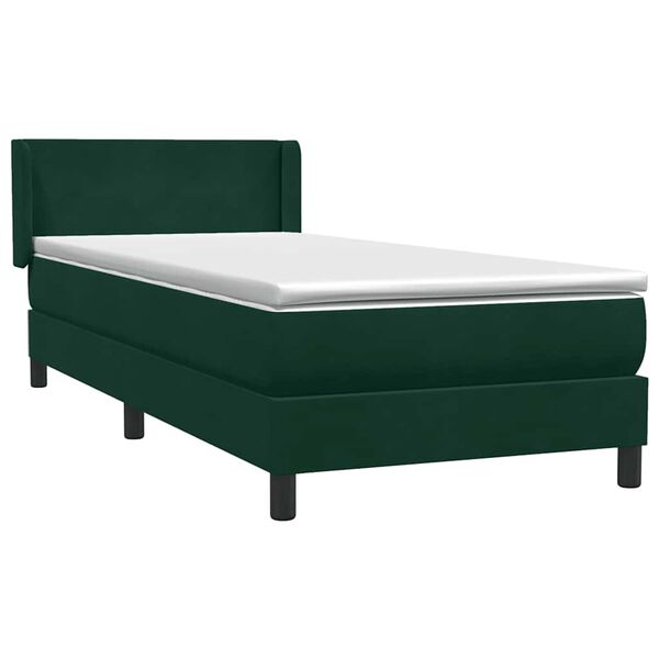 vidaXL Cama box spring con colch&oacute;n terciopelo verde oscuro 90x220 cm