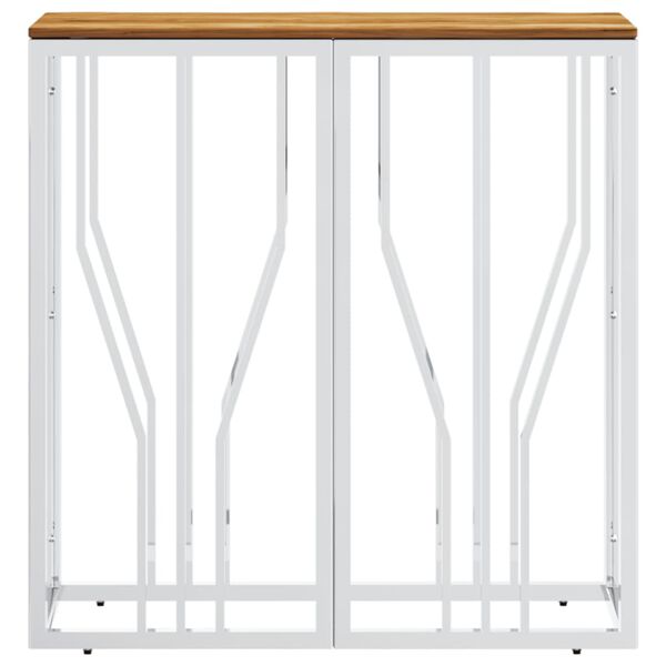 vidaXL Mesa consola acero inoxidable y madera maciza acacia plateada