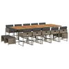 vidaXL Set comedor de jard&iacute;n con cojines 15 pzas rat&aacute;n sint&eacute;tico gris