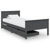 vidaXL Estructura de cama 2 cajones madera pino gris oscuro 100x200 cm