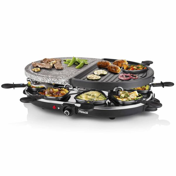 Princess Raclette con grill y piedra ovalado y 8 sartenes 1200W 162710