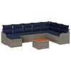 vidaXL Conjunto de sof&aacute;s de jard&iacute;n 9 uds. Gris rat&aacute;n sint&eacute;tico