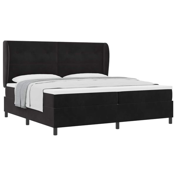 vidaXL Cama tipo Box Spring con colch&oacute;n Negro 200 x 200 cm Terciopelo