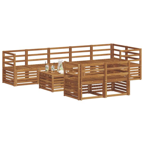 vidaXL Juegos de sof&aacute;s 9 pcs Natural Madera de Acacia S&oacute;lida
