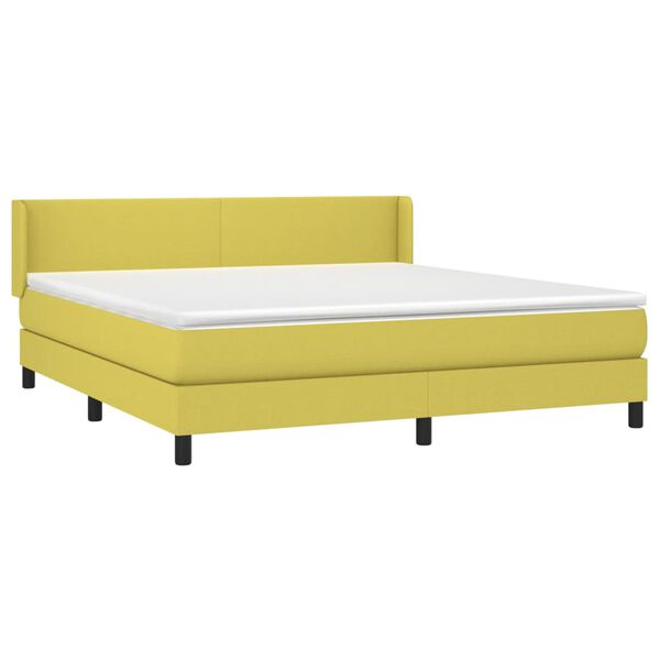 vidaXL Cama box spring con colch&oacute;n tela verde 160x200 cm