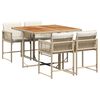 vidaXL Set comedor de jard&iacute;n 5 pzas con cojines rat&aacute;n sint&eacute;tico beige