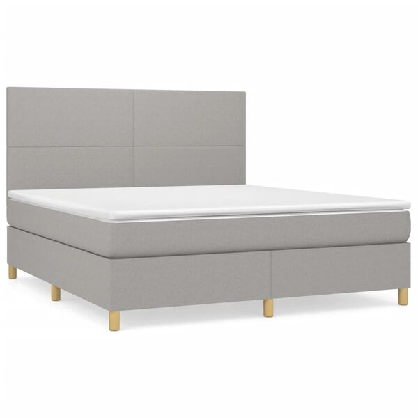vidaXL Cama box spring con colch&oacute;n tela gris claro 180x200 cm