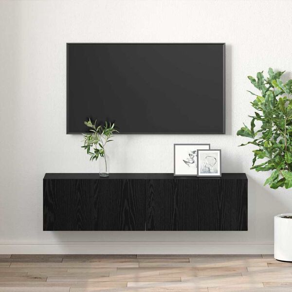 vidaXL Conjunto de mueble de TV 2 pcs Negro 60 x 30 x 30 cm