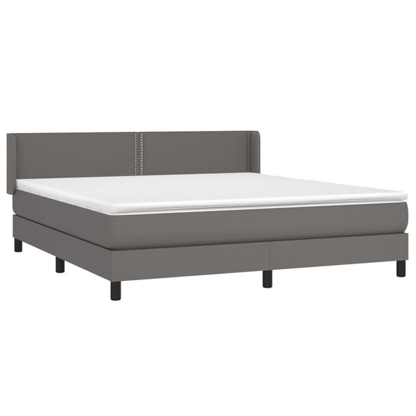 vidaXL Cama box spring con colch&oacute;n cuero sint&eacute;tico gris 180x200 cm