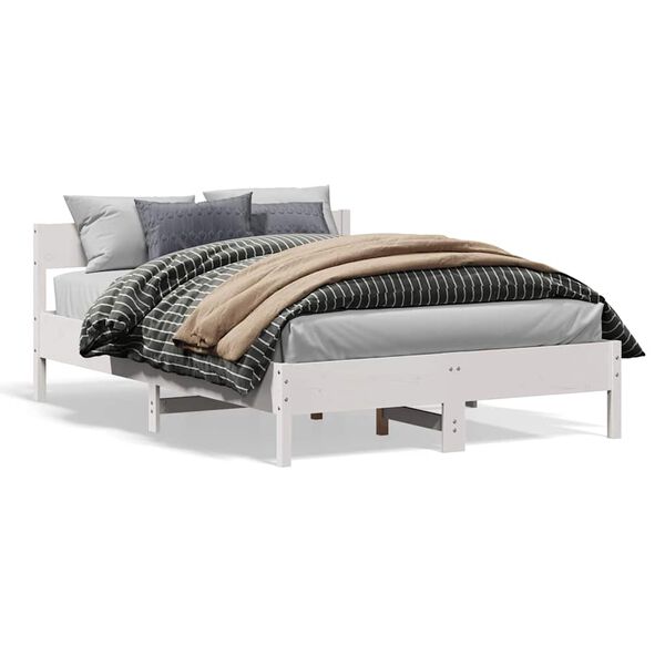 vidaXL Estructura de cama sin colch&oacute;n madera de pino blanca 150x200 cm