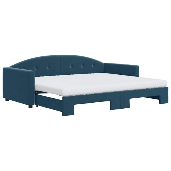 vidaXL Sof&aacute; cama nido con colch&oacute;n terciopelo azul 90x200 cm