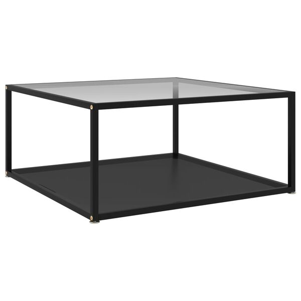 vidaXL Mesa de centro vidrio templado transparente y negro 80x80x35 cm