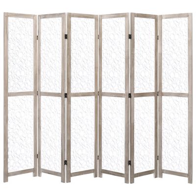 vidaXL Biombo de 6 paneles de madera maciza blanco 210x165 cm