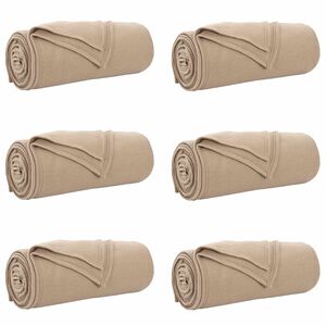 vidaXL Mantitas de Sof&aacute; 6 uds. Camel 240 x 220 cm 4.28 kg Lana