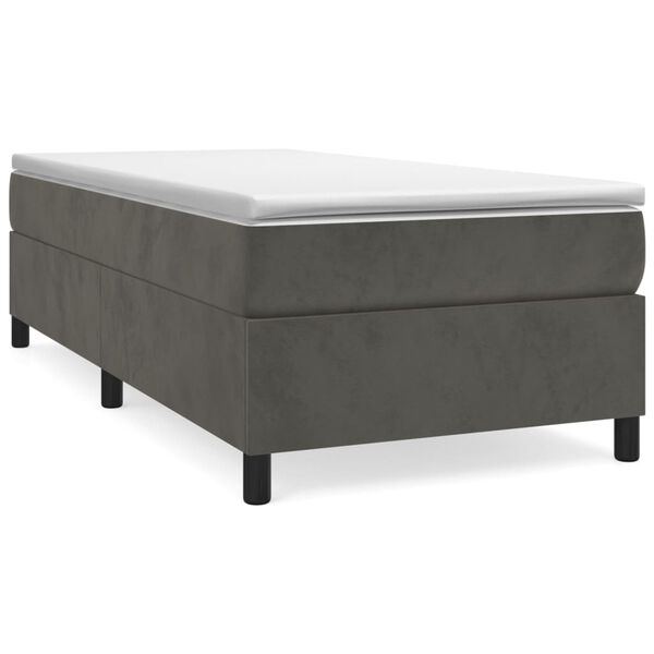 vidaXL Cama box spring con colch&oacute;n terciopelo gris oscuro 90x190 cm