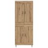 vidaXL Aparador alto 2 pcs Roble artesanal