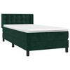 vidaXL Cama box spring con colch&oacute;n terciopelo verde oscuro 90x200 cm