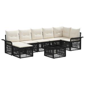 vidaXL Conjunto de sof&aacute;s de jard&iacute;n 8 uds. Negro rat&aacute;n sint&eacute;tico
