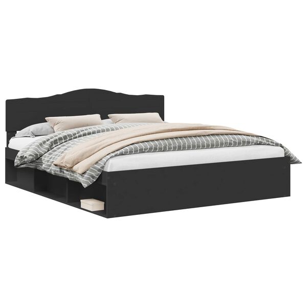 vidaXL Estructura de cama Negro 200 x 200 cm Madera de pino macizo