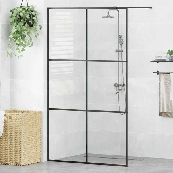 vidaXL Mampara ducha accesible vidrio ESG transparente negro 115x195cm